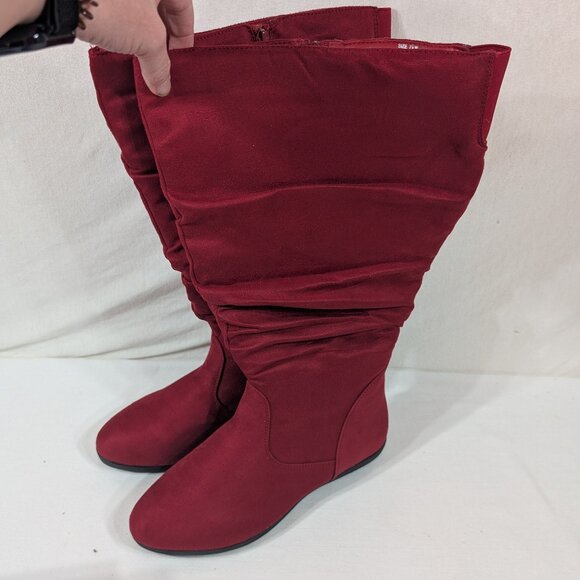 Domonique Nicole Red Sueded Leather Boots - Picture 1 of 3